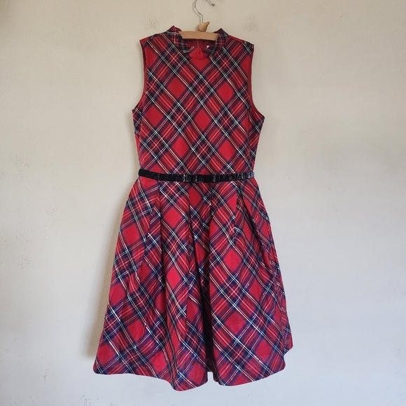 American Girl Mock-Neck Sleeveless Plaid Holiday Dress size 16 - Picture 1 of 7